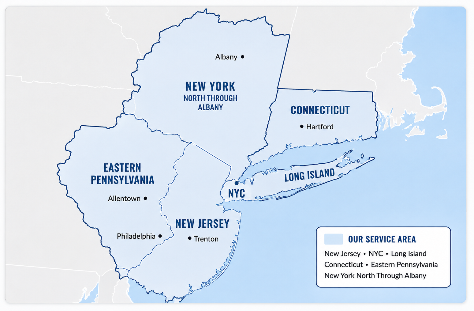 Steel-Boxes service area across New Jersey, New York, Connecticut, and Eastern Pennsylvania